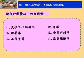 陸、個人面對新、舊制應如何選擇