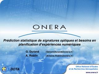 Prédiction statistique de signatures optiques et besoins en planification d’expériences numériques