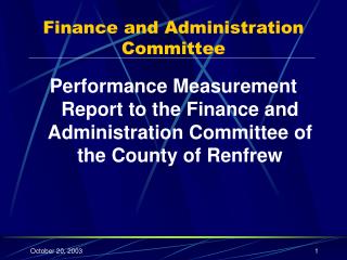 Finance and Administration Committee