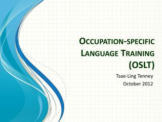 Occupation-specific Language Training (OSLT)