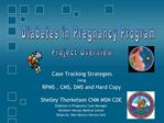 Shelley Thorkelson CNM MSN CDE Diabetes in Pregnancy Case Manager Northern Navajo Medical Center Shiprock, New Mexico Se