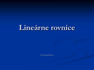 Lineárne rovnice