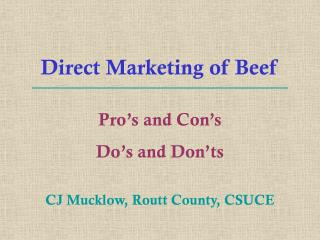 Direct Marketing of Beef