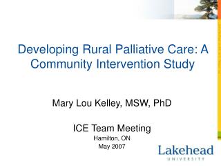 Developing Rural Palliative Care: A Community Intervention Study