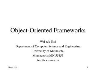 Object-Oriented Frameworks