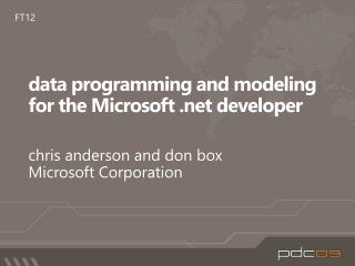 data programming and modeling for the Microsoft .net developer