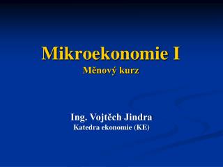 Mikroekonomie I Měnový kurz