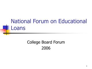 National Forum on Educational Loans