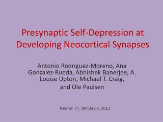 Presynaptic Self-Depression at Developing Neocortical Synapses