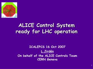 ALICE Control System ready for LHC operation