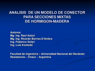 ANALISIS DE UN MODELO DE CONECTOR PARA SECCIONES MIXTAS DE HORMIGON-MADERA