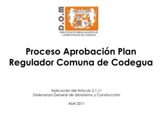 Proceso Aprobación Plan Regulador Comuna de Codegua