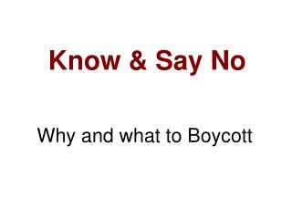 Know &amp; Say No