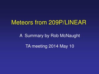 Meteors from 209P/LINEAR