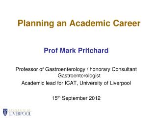 Planning an Academic Career