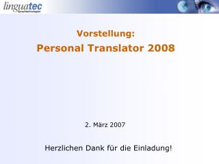 Vorstellung: Personal Translator 2008