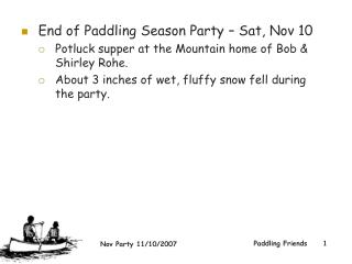 End of Paddling Season Party – Sat, Nov 10