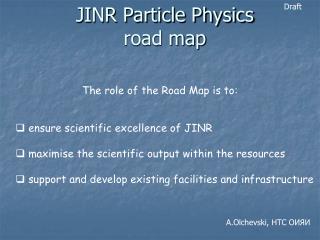 JINR Particle Physics road map