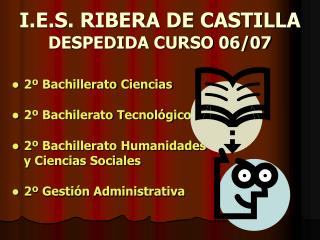 I.E.S. RIBERA DE CASTILLA DESPEDIDA CURSO 06/07