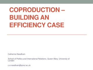 Coproduction – building an efficiency case