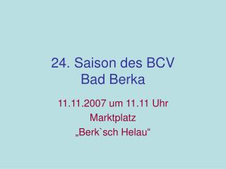 24. Saison des BCV Bad Berka