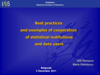 Best practices and examples of cooperation of statistical institutions and data users