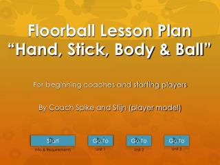 Floorball Lesson Plan “ Hand, Stick, Body &amp; Ball ”