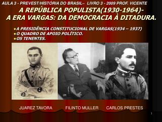 A REPÚBLICA POPULISTA(1930-1964)- A ERA VARGAS: DA DEMOCRACIA À DITADURA.