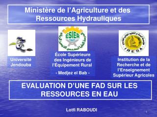 Ministère de l’Agriculture et des Ressources Hydrauliques