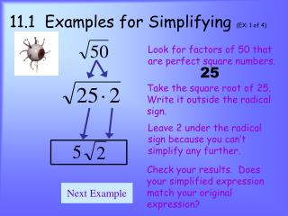 11.1 Examples for Simplifying (EX: 1 of 4)