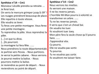 Synthèse n°14 – Cm1 Monsieur Lécolle prendra sa retraite. … Je ferai tout.