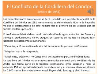 El Conflicto de la Cordillera del Condor (enero de 1981)