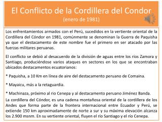 El Conflicto de la Cordillera del Condor (enero de 1981)