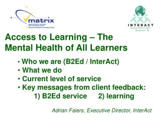 Access to Learning – The Mental Health of All Learners