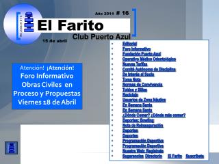 Editorial Foro Informativo Fundación Puerto Azul Operativo Médico Odontológico Nuevas Tarifas