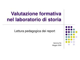 Valutazione formativa nel laboratorio di storia