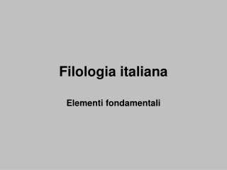 Filologia italiana