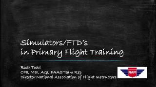 Simulators/FTD’s in Primary Flight Training