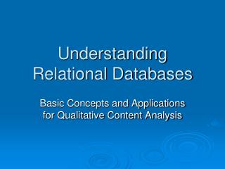 Understanding Relational Databases