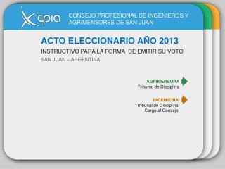 ACTO ELECCIONARIO AÑO 2013 INSTRUCTIVO PARA LA FORMA  DE EMITIR SU VOTO SAN JUAN – ARGENTINA