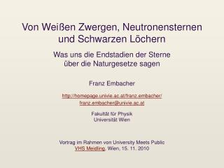 Von Weißen Zwergen, Neutronensternen und Schwarzen Löchern