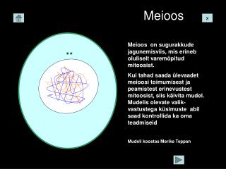 Meioos on sugurakkude jagunemisviis, mis erineb oluliselt varemõpitud mitoosist.