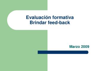 Evaluación formativa Brindar feed-back