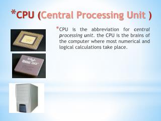 CPU ( Central Processing Unit )