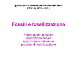 Fossili e fossilizzazione