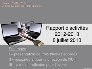 Rapport d'activités 2012-2013 8 juillet 2013