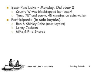 Bear Paw Lake – Monday, October 2 County W was blacktopped last week!