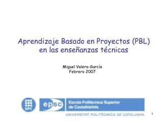 Aprendizaje Basado en Proyectos (PBL) en las enseñanzas técnicas