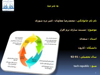 نام نام خانوادگی : محمدرضا معاویان –امیر دره شوری موضوع : مستند سازی نرم افزار استاد : سعدی