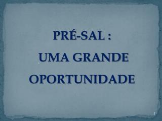 PRÉ-SAL : UMA GRANDE OPORTUNIDADE